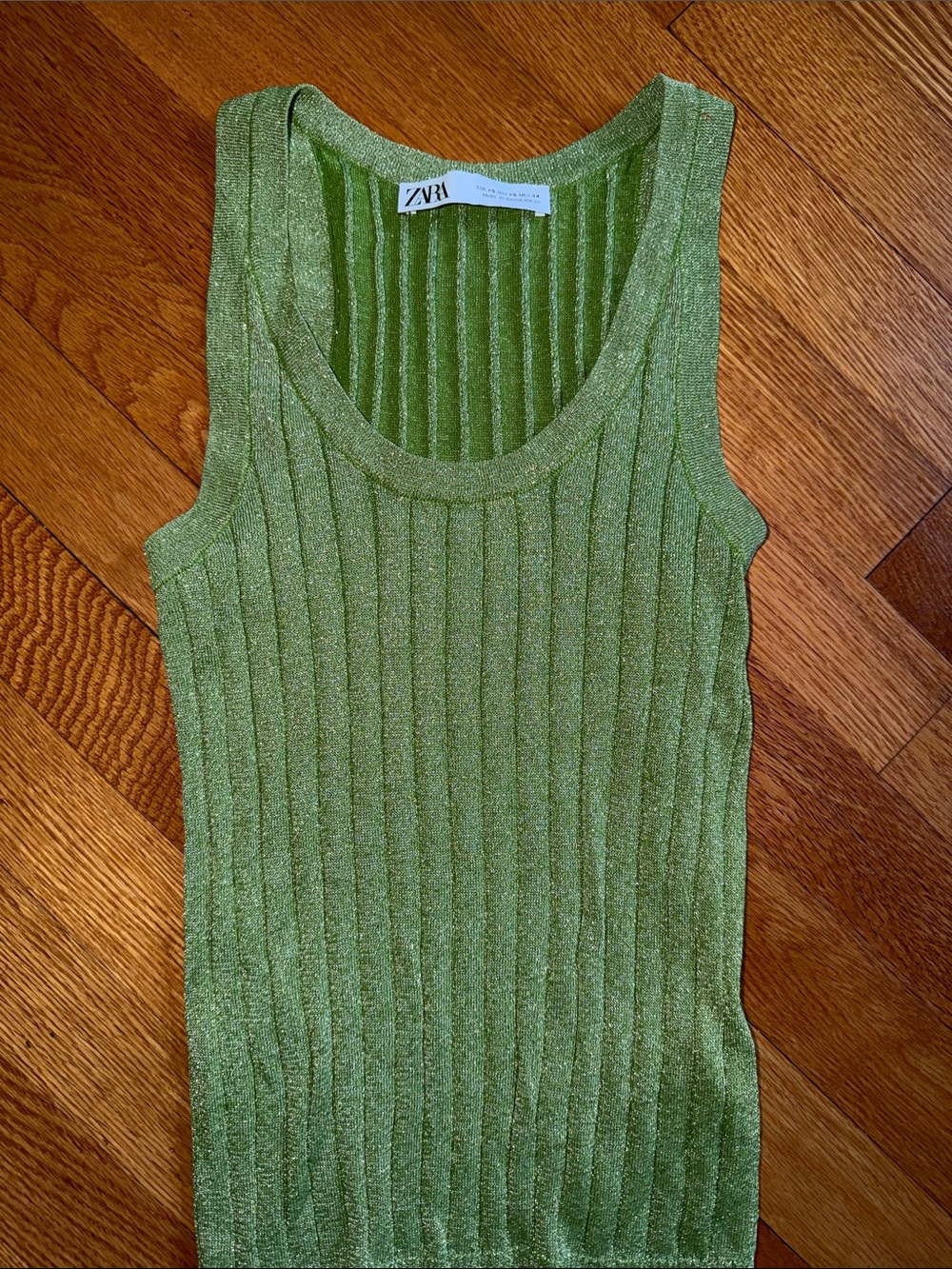 Zara green sparkle sweater tank xs